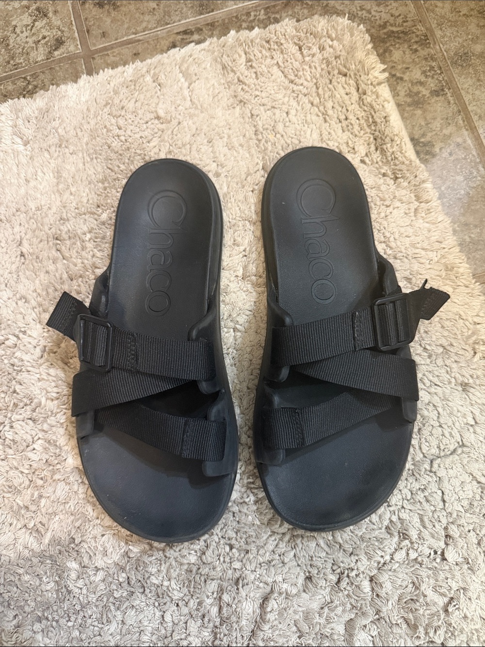 Chaco Chillos Sport Slide Sandals Black Adjustable Strap Women’s Size 10